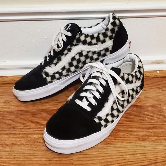 Vans Shoes Vans Old Skool Checkered Sherpa Fuzzy M Poshmark